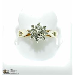 12) 14K YELLOW-WHITE GOLD DIAMOND CLUSTER RING
