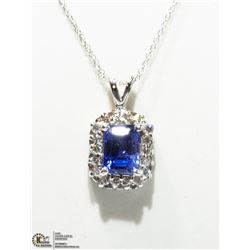 14) 14K WHITE GOLD TANZANITE & DIAMOND NECKLACE