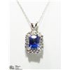 Image 1 : 14) 14K WHITE GOLD TANZANITE & DIAMOND NECKLACE