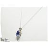 Image 2 : 14) 14K WHITE GOLD TANZANITE & DIAMOND NECKLACE