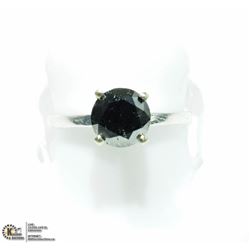 16) 14K WHITE GOLD BLACK DIAMOND SOLITAIRE RING