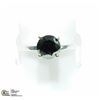Image 1 : 16) 14K WHITE GOLD BLACK DIAMOND SOLITAIRE RING