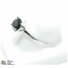 Image 2 : 16) 14K WHITE GOLD BLACK DIAMOND SOLITAIRE RING
