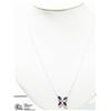 Image 2 : 17) 14K WHITE GOLD SAPPHIRE & DIAMOND NECKLACE