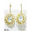 Image 1 : 19) 10K YELLOW GOLD AQUAMARINE & DIAMOND EARRINGS