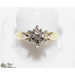 20) 14K YELLOW-WHITE GOLD DIAMOND CLUSTER RING