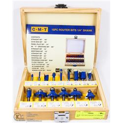 NEW 15PC ROUTER BIT 1/4" SHANK SET