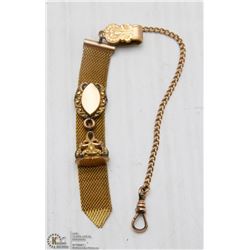 ANTIQUE WATCH  FOB AND CHAIN , GOLD FILLED