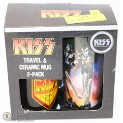 BOX W/NEW KISS TRAVEL & CERAMIC MUG -