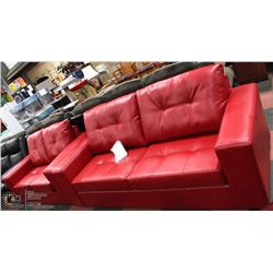 NEW RED LEATHERETTE 84" SOFA  AND 61" LOVESEAT