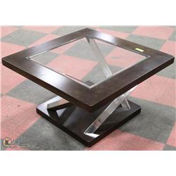 WOOD, METAL AND GLASS SHOWHOME COFFEE TABLE
