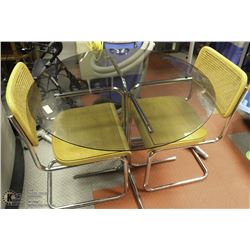 SMOKED GLASS KITCHEN TABLE WITH 2 CHAIRS