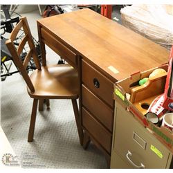 SOLID WOOD DESK WITH 4 DRAWERS AND CHAIR