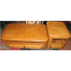 OAK COFFEE AND END TABLE SET
