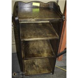4 TIER SMALL DARK WOOD SHELF, 15X12X29,