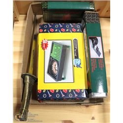 BOX WITH ELECTRIC WINDSHIELD SCRAPER, GAME ,