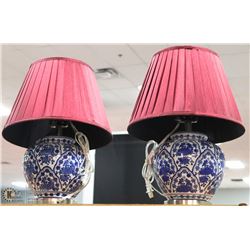 PAIR OF BLUE AND WHITE CERAMIC LAMPS