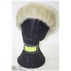 Image 1 : MINK FUR HEAD BAND ON  RATAN WICKER HAT DISPLAY