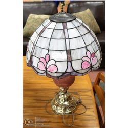 PINK TIFFANY STYLE LAMP WITH STAINED GLASS