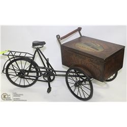 BLACK TANDEM BIKE DISPLAY WITH RUBBER WHEELS &