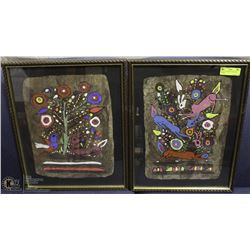 SET OF 2 COLORFUL PAINTINGS FRAMED
