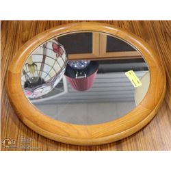 ROUND WOOD WALL HANGING MIRROR