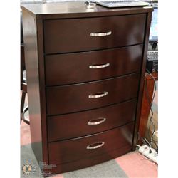 WOOD 5 DRAWER CHEST OF DRAWERS