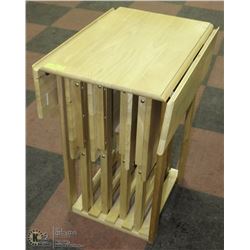 SET OF 4 NESTED MAPLE TY TABLE SIDES, FOLD DOWN ON