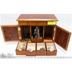 LARGE ESTATE JEWELLRY BOX WITH CONTENTS 13"X11"