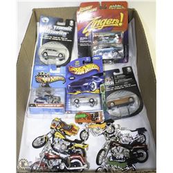BOX W/DIECAST MOTORCYCLES & CARS INCL.