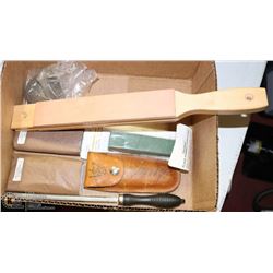 BOX W/KNIFE HONING STONES, HONING