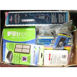HOUSEHOLD ACCESSORIES LOT: INCL 2 VACUUM FILTERS