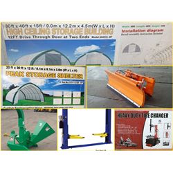 FEATURE #14 STORAGE SHELTERS, TIRE CHANGER,