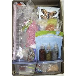 FLAT OF CRAFTING SUPPLIES AND BEADS