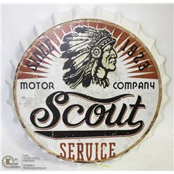 TIN INDIAN  WALL HANGING BOTTLE CAP 13"