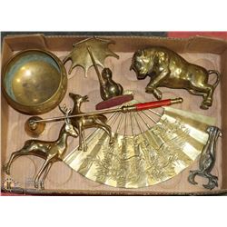 BRASS FIGURE COLLECTION - INCL DUCK, SPANISH BULL