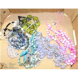 FLAT OF ASSORTED FASHION NECKLACES.