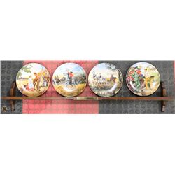 OKLAHOMA WOOD PLATE SHELF WITH 4 KNOWLES