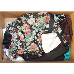 LARGE BOX OF LADIES SIZE LARGE CLOTHING