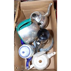 4) LOT OF TEAPOTS - BONE CHINA, DUTCH PATTERN,