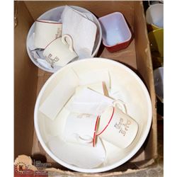 5) BOX W/ 6 EDWIN KNOWLES CHINA MUGS, MATCHING POP