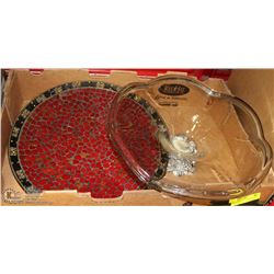 FLAT WITH LARGE FLORAL BOWL AND MORE