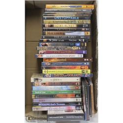 28 CHRISTIAN DVD MOVIES AND 4 MUSIC DVD'S