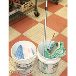 2 BUCKETS W/ SWEEPER SYSTEM FOR HARDWOOD FLOORS