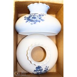 PAIR OF LARGE VINTAGE MILK GLASS LAMP SHADES WITH