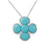 Image 1 : 14KT White Gold 6.34ctw Turquoise and Diamond Pendant with Chain