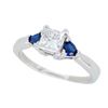 Image 2 : 14KT White Gold 0.51ct GIA Cert Diamond and Sapphire Ring
