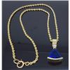 Image 1 : 14KT Yellow Gold Tanzanite and Diamond Pendant with Chain