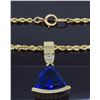 Image 2 : 14KT Yellow Gold Tanzanite and Diamond Pendant with Chain