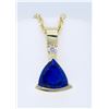 Image 4 : 14KT Yellow Gold Tanzanite and Diamond Pendant with Chain